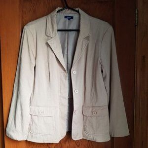golden brown cotton, lined vintage jacket, Reitmans, size 15/16, office, casual